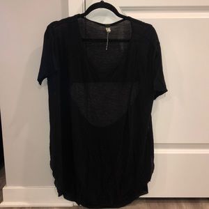 Free People black short sleeve shirt